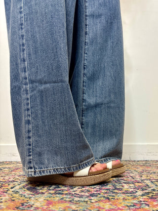 Wide Leg Denim Drawstring Pants
