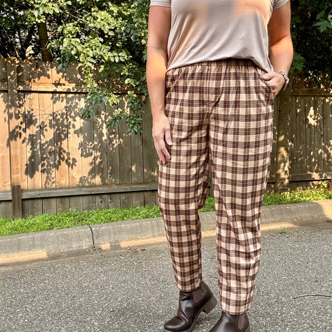 Brown Plaid Jogger Pants