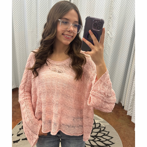 Baby Pink Thin Crop Knit Sweater