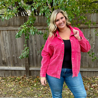 Fuchsia Corduroy Shacket