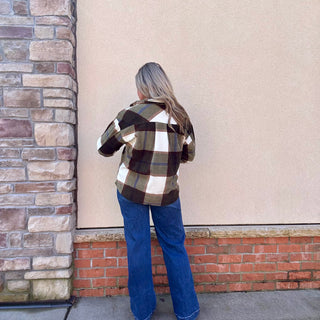 Olive Oversized Plaid Shacket