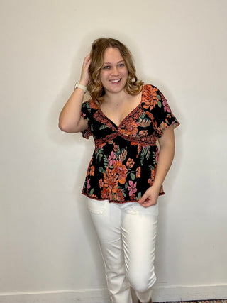 V-Neck Short Sleeve Twist Front Top