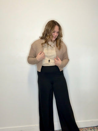 Mocha Crochet Cardigan Sweater