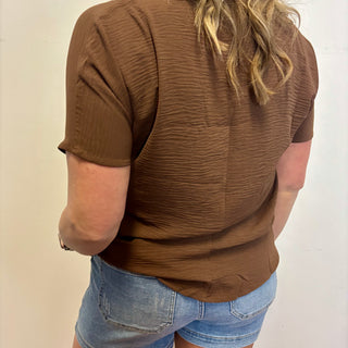 Brown Woven Airflow Short Sleeve