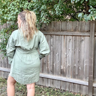 Risen Sage Green Linen Dress