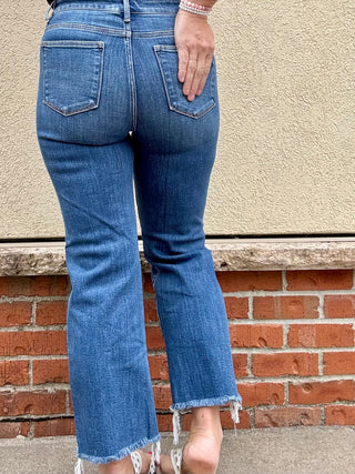 Risen High Rise Tummy Control Crop Straight Leg Jeans