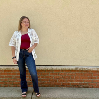 White Oversized Crochet Button Down Shirt