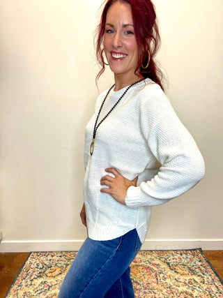 Ivory Round Neck Knit Sweater