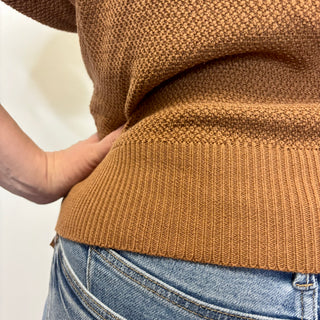 Camel Short Sleeve V-Neck Dolman