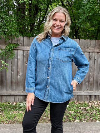 Risen Oversized Denim Shacket with Pockets