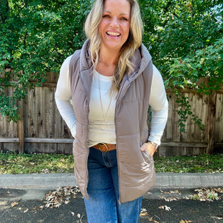 Grey Hooded Puffer Vest