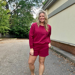 Cabernet Fleece Sweatshirt and Shorts Set