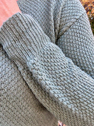 Dark Sage Textured V-Neck Pullover Sweater
