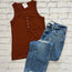 Burnt Orange Ribbed Henley Tank