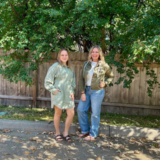 Risen Moss Green Oversized Hooded Jacket