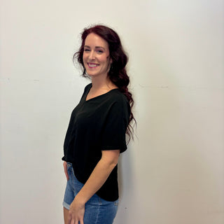 Black Woven Airflow Short Sleeve