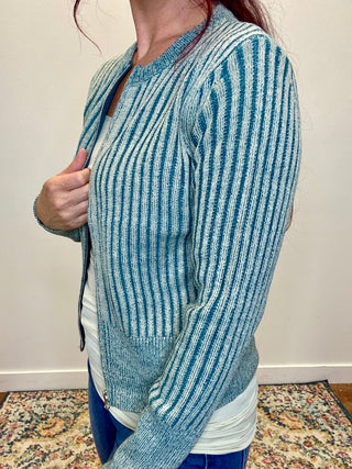 Teal Two Tone Zip UP Sweater