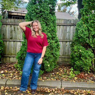 Cabernet Short Sleeve V-Neck Dolman Sweater
