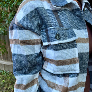 Navy Blue Plaid Shacket