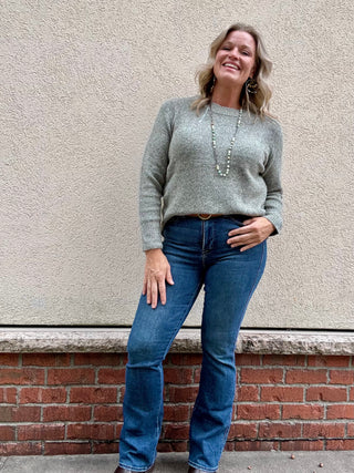 Olive Ribbed Super Soft Crew Neck Sweater