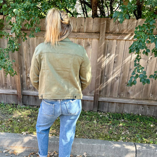 Risen Moss Green Oversized Hooded Jacket