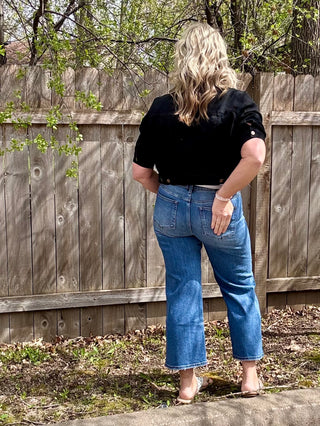 Black 3/4 Sleeve Crop Jacket