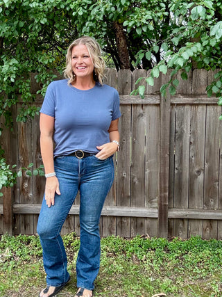 Ocean Blue Curve Pima Cotton Tee