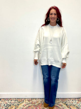 Ivory Side Slit Oversized Sweater