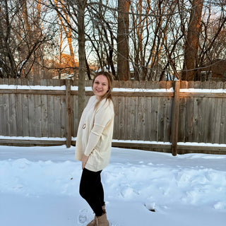 Ivory Oversized Sweater with Pockets