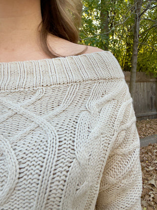 Cableknit Off Shoulder Sweater