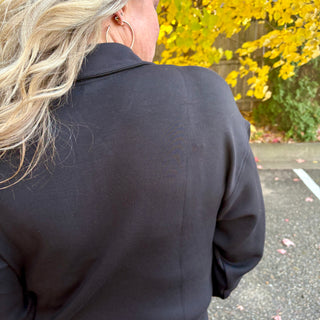 Black Quarter Zip Mock Neck Pull Over