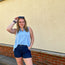 Light Blue Split Neck Relaxed Tank
