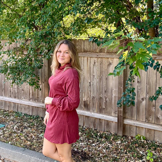 Red Brushed Knit Sweater Dress
