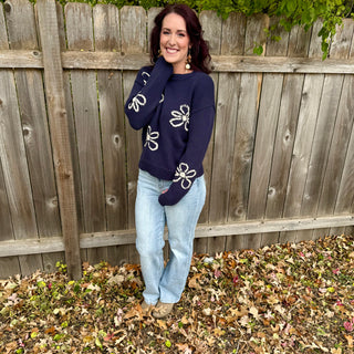 Flower Stitch Embroidered Sweater