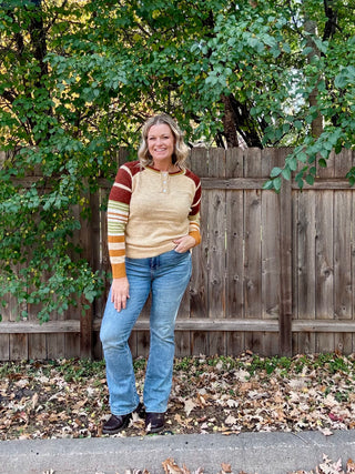 Copper Half Button Pullover Sweater