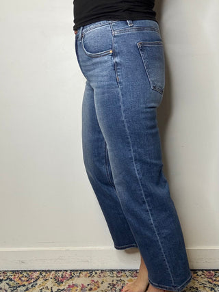 Risen High Rise Tummy Control Crop Straight Leg Jeans