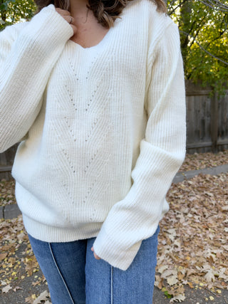 Bow Back Accent V-Neck Sweater Top