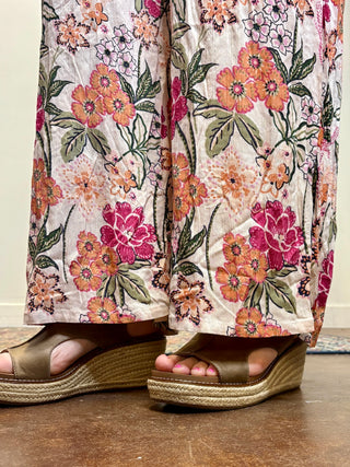 V-Neck Twist Front Floral Jumpsuit