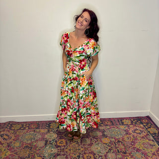 Floral Puff Sleeve Maxi Dress