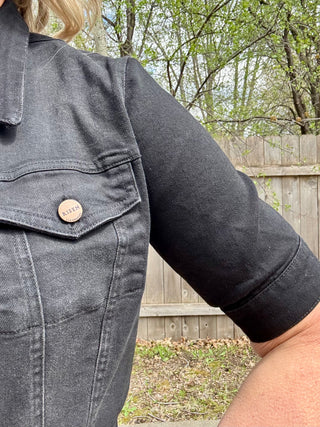 Black 3/4 Sleeve Crop Jacket