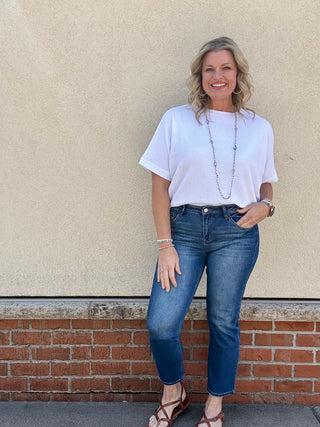 White Double Knit Short Sleeve