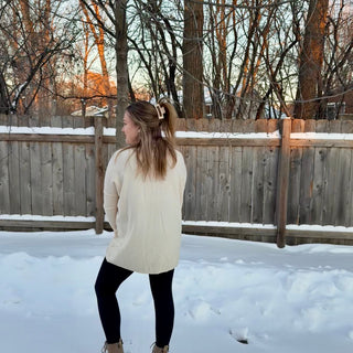 Ivory Oversized Sweater with Pockets
