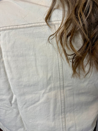 Sand Denim Jacket with Stitch Detail