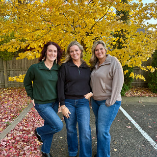 Forest Green Quarter Zip Mock Neck Pull Over