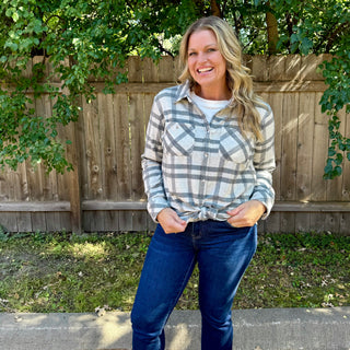 Grey and Charcoal Plaid Button Up
