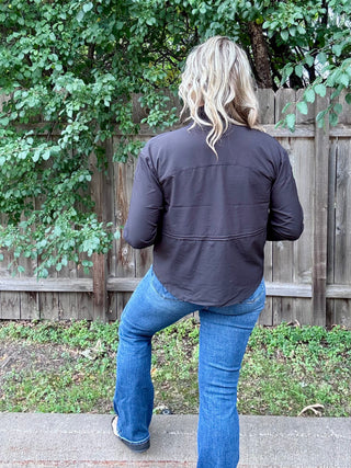 Black Athletic Stride-flex Curve Cinch Peplum Jacket