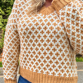 Gold/Cream Patterned Knit Sweater