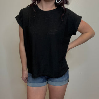 Black Cuffed Sleeve Tee