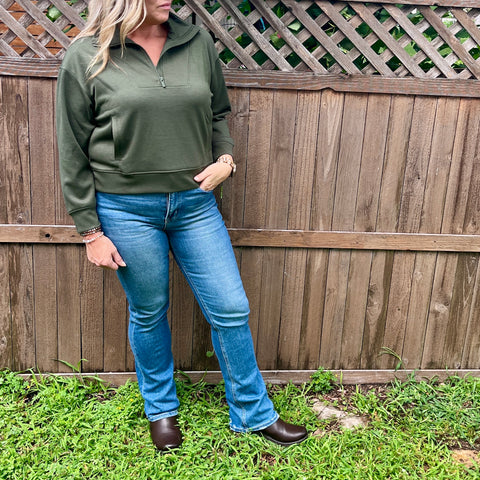 Olive Half Zip Pullover