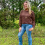 Double Front Seam Round Neck Sweater